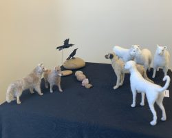 felted dogs and coyotes