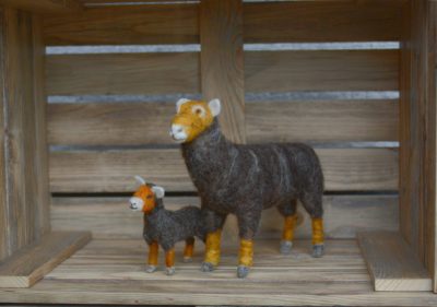 needle felted wool ewe and lamb