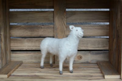 needle felted wool sheep, white sheep